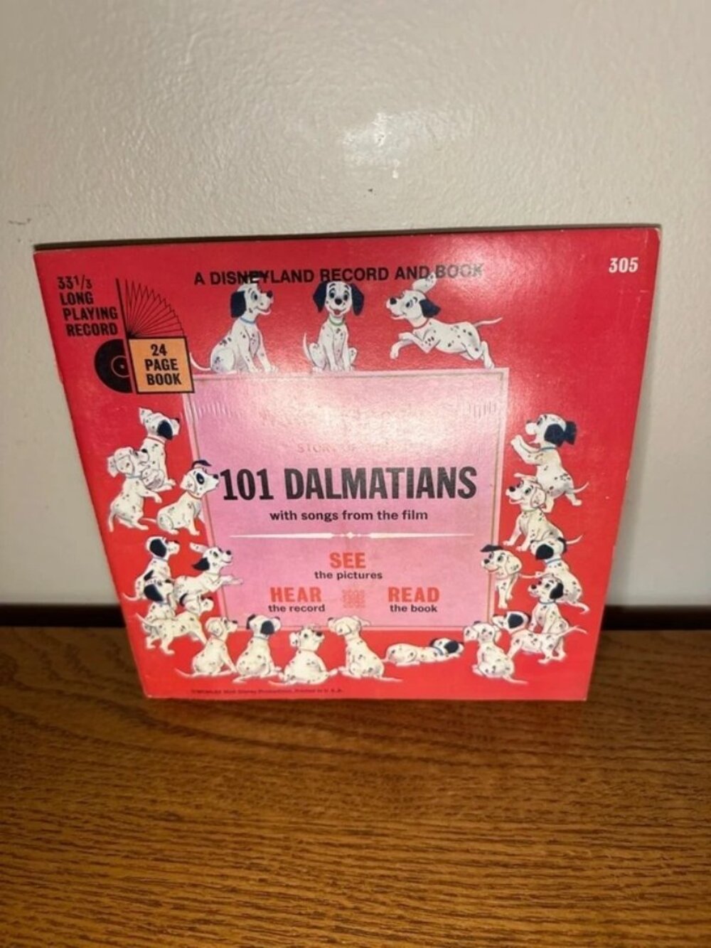 Walt Disney's Story of The 101 Dalmatians vinyl record and 24 page book